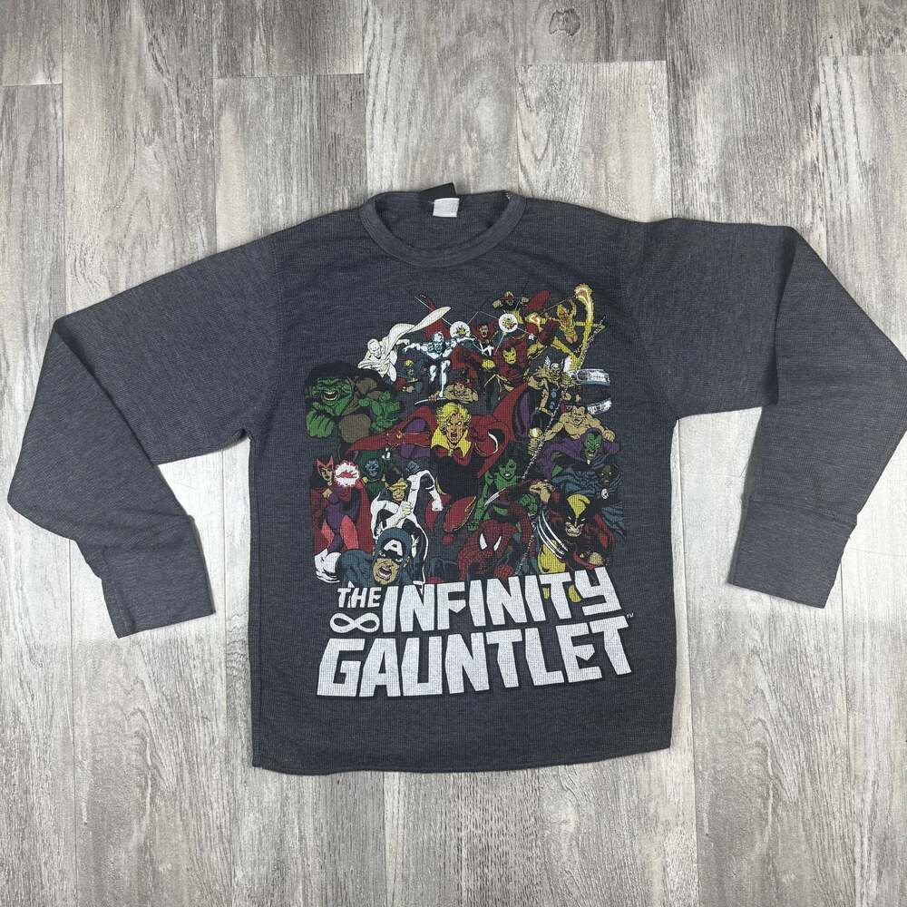 Vintage Y2K Marvel Mad Engine Infinity Gauntlet Avengers Long Sleeve Shirt